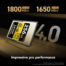 Load image into Gallery viewer, Lexar Professional Gold Series CFexpress 4.0 Type A Card 256GB, CFe Card up to 1800MB/s Read, VPG400, 8K Video CF Card, Memory Card Compatible with Sony Alpha Sony FX Cameras