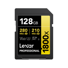 Load image into Gallery viewer, Lexar Gold Series Professional 1800x 128GB UHS-II U3 SDXC Memory Card