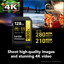 Load image into Gallery viewer, Lexar Gold Series Professional 1800x 128GB UHS-II U3 SDXC Memory Card