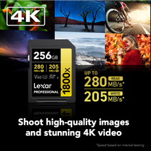 Load image into Gallery viewer, Lexar Gold Series Professional 1800x 256GB UHS-II U3 SDXC Memory Card