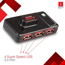 Load image into Gallery viewer, iBall Piano 430 4 Port USB Hub slim, compact and durable I usb type c port laptops and devices I Rubber footpad & shiny body I Transfer 5gbps I - Black