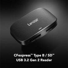 Load image into Gallery viewer, Lexar Professional CFexpress Type B/SD USB 3.2 Gen 2 Reader, Transfer Speeds Up to 10Gbps, Designed for CFexpress Type B and SD Cards (LRW520U-RNBNG)