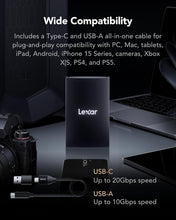 Load image into Gallery viewer, Lexar ARMOR 700 Portable SSD, 1TB, up to 2000MB/s Read, up to 2000MB/s Write, Compatible w/Type-C Laptops, iPhone 15, Smartphones, Tablets, PS5, Xbox, USB 3.2 Gen 2x2, Slim and Lightweight
