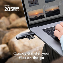 Load image into Gallery viewer, Lexar Dual-Slot USB-A/C Reader, Up to 205MB/s Transfer Speed, Supports SD and microSD Cards (LRW310X-BNBNG)
