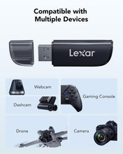 Load image into Gallery viewer, Lexar Dual Slot USB-A Reader, USB 3.2 Gen 1 Up to 104MB/s, USB-A for SD/MicroSD/SDHC/SDXC Camera Card Reader Adapter, OTG MicroSD Card Reader for PC/Laptop/Tablet