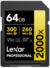 Load image into Gallery viewer, Lexar Professional 2000x SDXC UHS-II Card, Up to 300MB/s Read