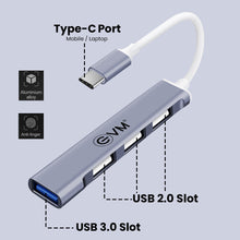 Load image into Gallery viewer, EVM TYPE-C INTERFACE 4 PORT USB HUB 1 USB 3.0 + 3 USB 2.0
