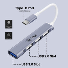 Load image into Gallery viewer, EVM TYPE-C INTERFACE 4 PORT USB HUB 1 USB 3.0 + 3 USB 2.0