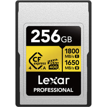 Load image into Gallery viewer, Lexar Professional Gold Series CFexpress 4.0 Type A Card 256GB, CFe Card up to 1800MB/s Read, VPG400, 8K Video CF Card, Memory Card Compatible with Sony Alpha Sony FX Cameras
