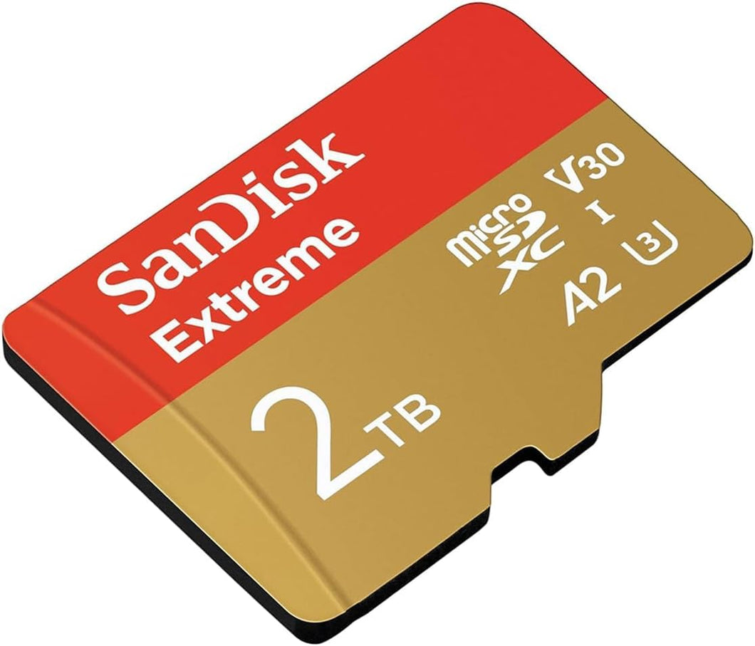 SanDisk Extreme® 2TB microSDXC™ UHS-I, 240MB/s Read, 140MB/s Write Memory Card for 4K Video on Smartphones, Action Cams and Drones