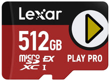 Load image into Gallery viewer, Lexar 512GB Play PRO microSDXC Express Card, UHS-I, C10, U3, V30, A2, Full-HD, 4K Video, up to 900MB/s Read, for Nintendo-Switch 2, ASUS ROG Ally, Steam Deck, Gaming Devices (LMSXPS0512G-BNNNG)
