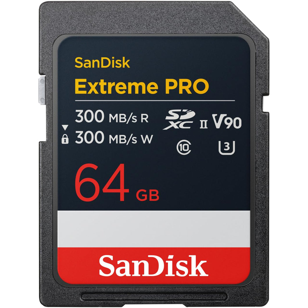 SanDisk Extreme PRO 64GB SDXC Memory Card, 300MB/s Read & Write speeds, 8K, V90, UHS-II