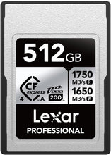 Load image into Gallery viewer, Lexar Professional Silver Series CFexpress 4.0 Type A Card 512GB, CFe Card up to 1750MB/s Read, VPG200, 8K Video CF Card, Memory Card Compatible with Sony Alpha and Sony FX Cameras
