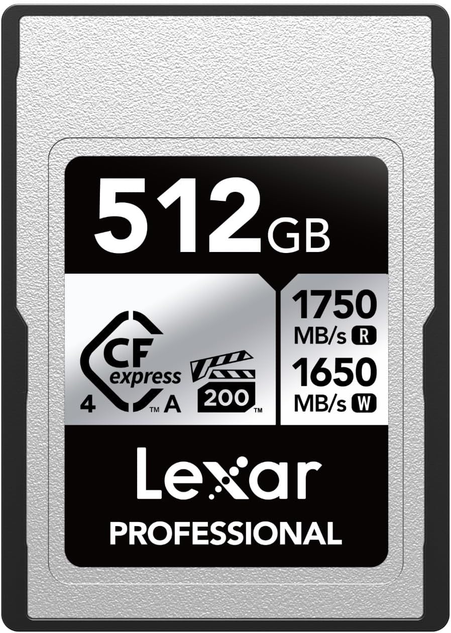 Lexar Professional Silver Series CFexpress 4.0 Type A Card 512GB, CFe Card up to 1750MB/s Read, VPG200, 8K Video CF Card, Memory Card Compatible with Sony Alpha and Sony FX Cameras
