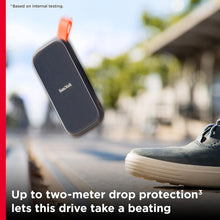 Load image into Gallery viewer, Sandisk 1TB Portable SSD, 800MB/s R, USB 3.2 Gen 2, Rugged SSD with Upto 2 Meter Drop Protection, Type-C to Type-A Cable, PC &amp; Mac Compatible, External SSD (SDSSDE30-1T00-G26)
