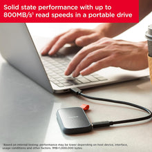 Load image into Gallery viewer, Sandisk 1TB Portable SSD, 800MB/s R, USB 3.2 Gen 2, Rugged SSD with Upto 2 Meter Drop Protection, Type-C to Type-A Cable, PC &amp; Mac Compatible, External SSD (SDSSDE30-1T00-G26)
