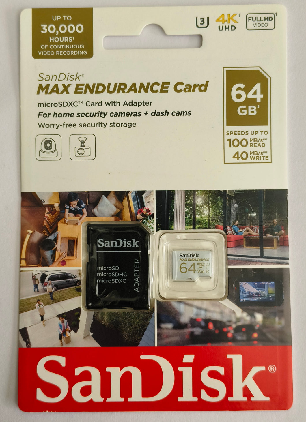 SanDisk 64GB MAX Endurance microSDHC™ Card with Adapter for 4K Video on Dashcams and Video Surveillance Cameras