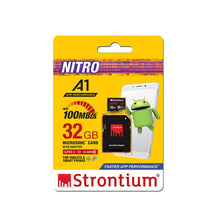 Load image into Gallery viewer, Strontium Nitro A1 Micro SDHC Memory Card 100MB/s A1 UHS-I U1 Class 10 with High Speed Adapter for Smartphones Tablets Drones Action Cams
